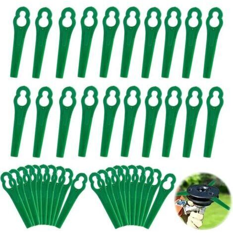 Promotion 100pcs Lames en Plastique de Rechange pour Coupe Bordure Lame de Tondeuse à Gazon Lames pour Débroussailleuse sans Fil Lames de Coupe de Remplacement pour Jardin Pelouse (L83 Verte 10×5mm)-- (1/5)