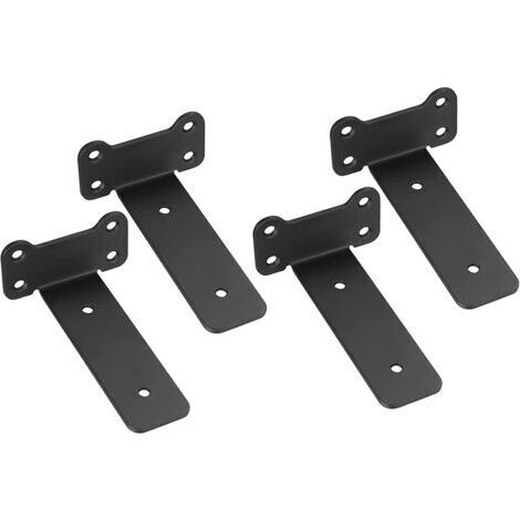 4 Pcs Equerre Etagere Murale, Support Étagère Flottants Robustes Noirs, (Style oreille de chat, noir 125MM)