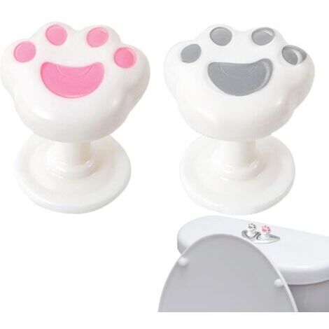 Bouton de toilette mignon, bouton de toilette mignon, 2 pièces outil de presse en forme de patte de chaton, bouton de réservoir de toilette portable, chasse d'eau supérieure, aide à bouton-pou
