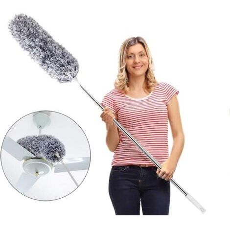 Plume plume,extensible en microfibre, longue rallonge de poteau résistant aux rayures, lavable, nettoyage des ventilateurs hauts plafonds, stores, toile d'araignée (1/4)