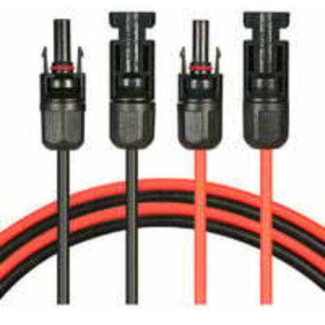 Cable de extensión de panel solar con conector MC4, par rojo + negro, 14AWG 3 metros / 10 pies