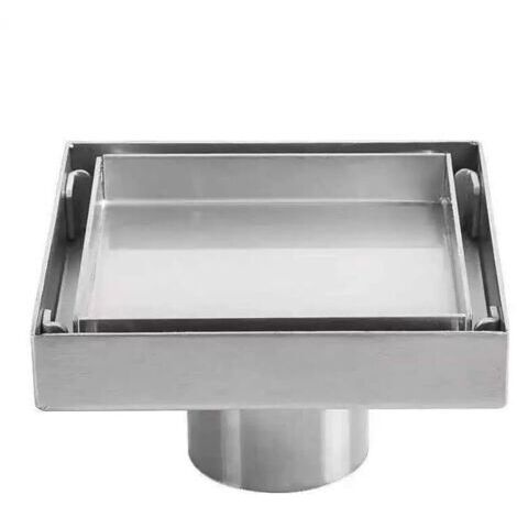 Siphon de sol en acier inoxydable 304 – Drain carré 10x10 cm – Capacité de drainage élevée – Installation facile dans cuisine et salle de bain (1/5)
