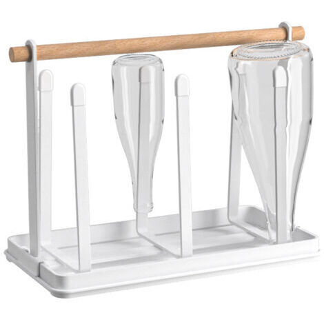 (Blanc)Egouttoir Bouteille et Porte Tasse pour Rangement Cuisine, 6 Etagere Cuisine Bouteille en Métal, égouttoir Bouteille pour Rangement Cuisine Gain de Place (1/5)