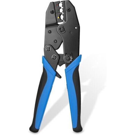 Pince à sertir pour cosses isolées, pince à sertir à cliquet pour cosses isolées, pince à sertir professionnelle pour électriciens (0,5–6 mm²), bleue (1/5)
