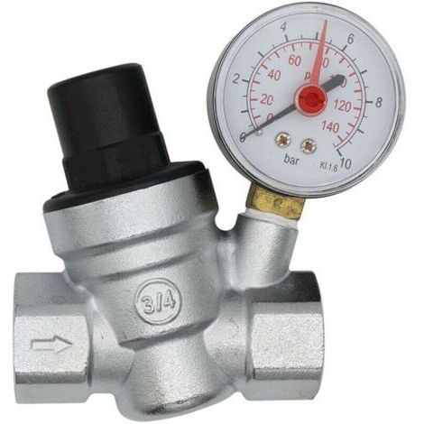 DN20 Wasserdruckminderer 3/4 Zoll Wasserdruckregler mit Manometer (1/4)