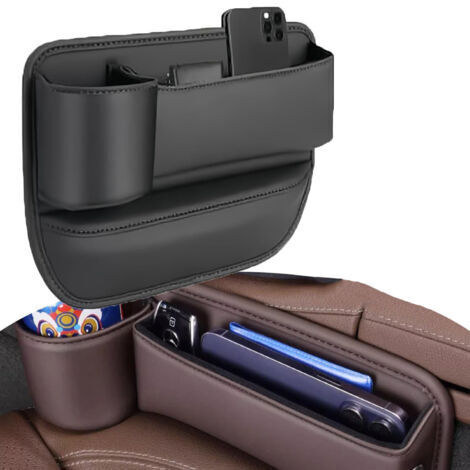 Organiseur Latéral pour Siège de Voiture, Boîte de Rangement avec Porte-Gobelet, Poche pour Espace Avant (1/5)