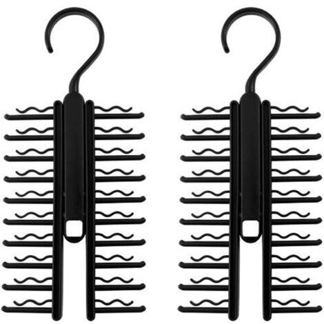 2 Pièces Cintres Porte Cravates, Porte-Cravates Réglable en X, Antidérapant Cravates Clips, Rotation Libre à 360° Support de Antidérapant Cravate, pour Cravates, Ceintures, Chaussettes(Noir) (1/5)