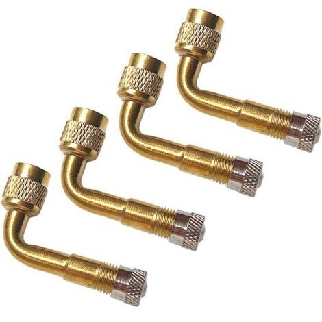 4Pcs Professionnel Adaptateur d'Extension de Valve de Pneu, Extension de Tige de Valve de Pneu de 90 Degrés, Prolongateur Coude pour Valve de Pneu, pour Voiture Camion Moto Vélo (Doré) (1/4)