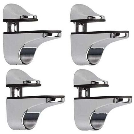 Support D'étagère en Verre Réglable, 4 Pcs Support D'étagère en Verre, Pince en Verre à Fixation Murale, Support pour Étagères en Verre, pour Tablette Verre (1/4)
