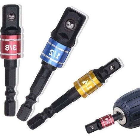 Lot de 3 Adaptateurs de Douilles à Choc 1/4 3/8 1/2 pour Tourne Écrous (1/4)