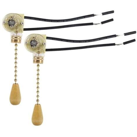 2 Pcs Interrupteur à Tirette, Interrupteur à Tirette de Ventilateur, Mur Lampe Tirer Interrupteur, Pour Applique Murale à LED, Ventilateur de Plafond, Eclairage de Salle (1/5)