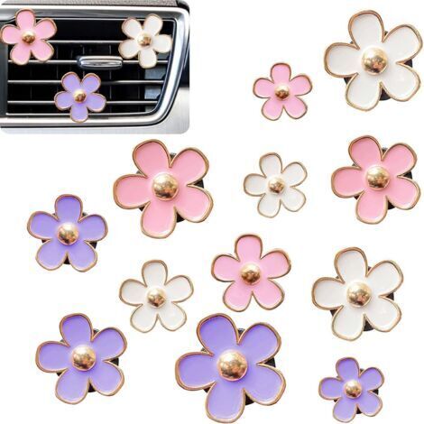 12 Pièces Clip d'aération de Marguerit Désodorisants de Voiture à Clip en Forme de Marguerite Desodorisant Voiture Originale pour Bureau Maison (3 Couleur) (1/5)