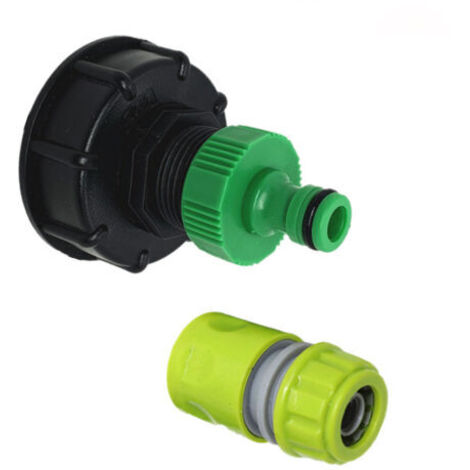 Raccord S60x6 avec connecteur de robinet à dégagement rapide de 1" pour réservoir IBC, récupération des eaux de pluie de 1 000 L (raccord de 1" 90 g et connecteur de tuyau à 4 points) (1/5)