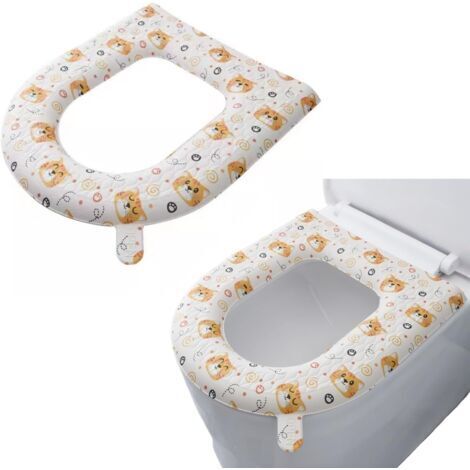 Lot de 2 housses de siège de toilette, chauffe-siège de toilette, housse de siège de toilette allongée, coussin rembourré, housse de réservoir de toilette lavable ou portable en forme de O (1/5)