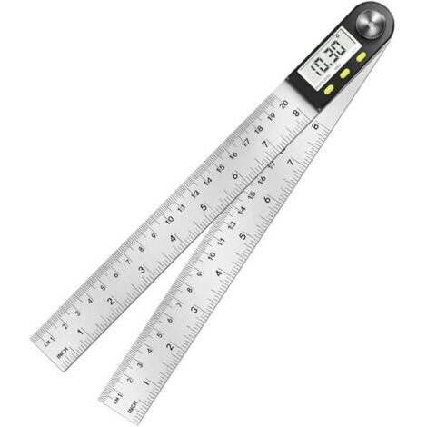 rapporteur d'angle numérique, mesure d'angle de 0° à 360°, jauge d'angle en acier inoxydable avec écran LCD, règle en acier inoxydable pour le travail du bois, les devoirs, la construction (1/4)