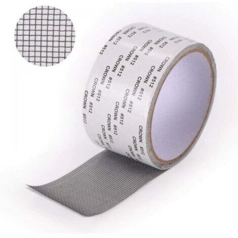 Ruban Adhesif Reparation Moustiquaire - Patch Repare Moustiquaire Réparation de Fenêtre Kit de Moustiquaire Adhesive Reparation Réparer Moustiquaire 5 x 2m (gris)-- (1/5)
