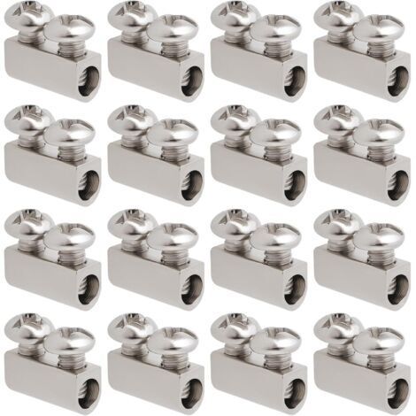 50 colliers de serrage M3 10 x 5 mm à double trou, en acier avec fermeture à vis pour bornes, compatibles avec les câbles à trou de 3,0 mm, couleur argent. (1/5)