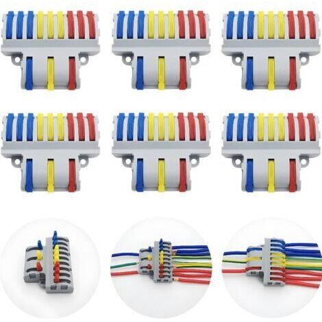 6 Pcs SPL-93 Bornes de Connexion, Connecteur Electrique Rapide, Compact Connecteur Ressort Bornier (3 in 9 out) (1/4)