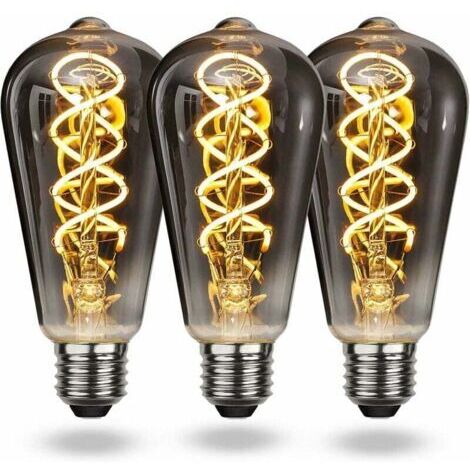 Ampoule LED E27 Vintage Blanc Chaud, Ampoule Vintage E27 Dimmable Spiral Filament 4W Lumière Douce, Ampoule E27 Vintage Edison Convient au Salon, Chambre à Coucher, Couloir, Patio, etc. [Classe énergé (1/4)