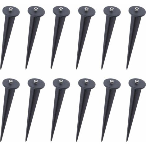 Piquet de fixation pour projecteur LED – Lot de 12 – Acier léger résistant à l'humidité – Pour surfaces molles extérieures - 12pcs