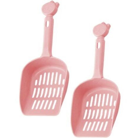 Un lot de 2 pelles à litière en plastique robustes et durables pour chats et chiens (roses). (1/5)