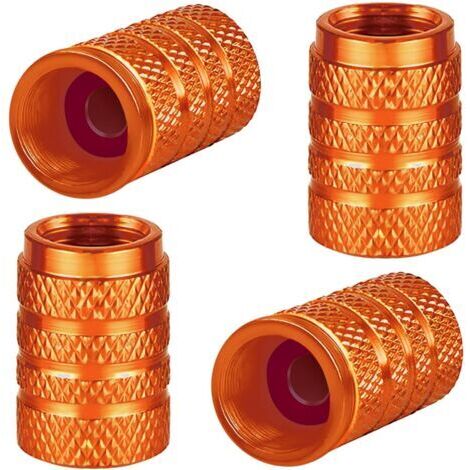 (orange)Lot de 4 bouchons de valve de pneu en aluminium pour pneus de voiture, bouchons de valve universels avec joint d'étanchéité pour moto, camion, vélo, scooter électrique, VUS, poussette b