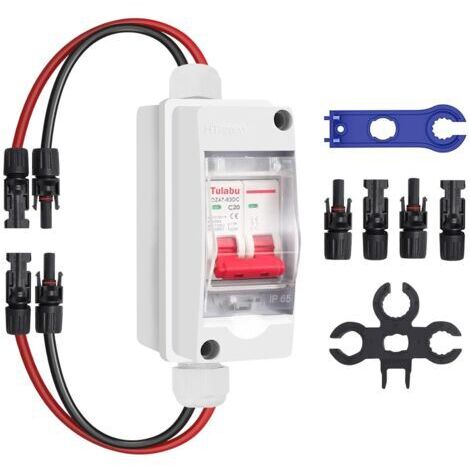Interrupteur de Déconnexion PV DC 20 A 500 V, MCB 2P Commutateur D'air de Commutation de de Dissipateur de Courant Solaire, Disjoncteur Miniature avec Boîtier de Distributio (1/5)