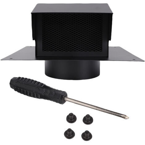 Toit de ventilation de toit avec clapet anti-retour, grille amovible et rallonge inférieure pour hotte de cuisine/salle de bain, en acier inoxydable, noir (4 pouces)