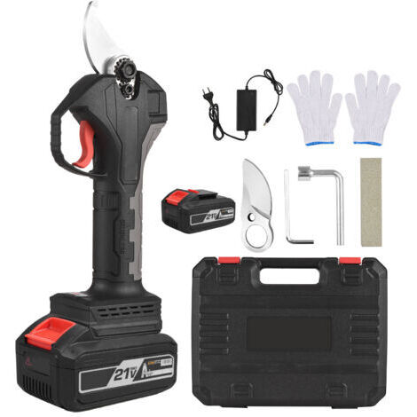 Sécateur électrique sans fil 21 V, batterie au lithium rechargeable de 20 Ah, taille-branches d'arbre, tondeuse de jardin, diamètre de coupe de 30 mm avec lame de rechange, 4000 mAh (1/5)