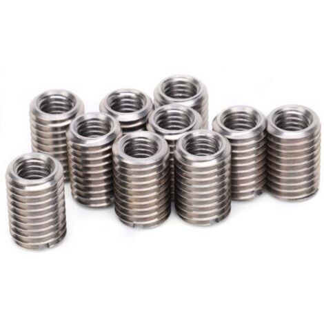 10 Pièces Inserts de Filetage, écrou Réducteur Manchon de Réparation en Acier Inoxydable M8 Femelle et Conversion de Filetage Mâle M12 (1/5)