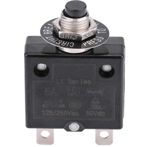 Disjoncteur thermique 5A 8A 10A 15A 18A 20A 30A – Protection contre surcharges – Tension 125-250V AC, 50V DC – Réinitialisation manuelle