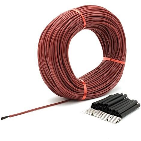 Fil chauffant en Fiber de carbone φ3mm 12K 33Ω, câble de sol chaud en caoutchouc de silicone à infrarouge lointain, haute température 200 ℃ (1/5)
