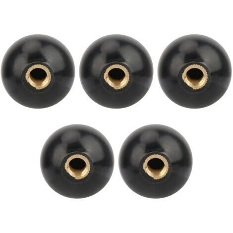 Vikye Bouton de boule filetée, 5pcs M10x35 boule de manette ronde en noir en bakélite avec bouton de levier pour opération de la machine, poignées de rechange (1/5)