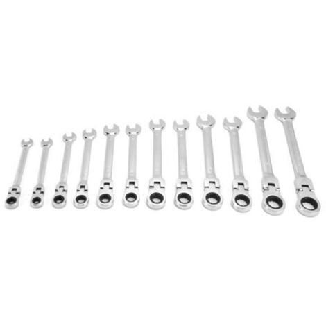 Jeu de clés à cliquet,Kit de 12 clés à cliquet, combinaison métrique en acier au Chrome Vanadium 8-19mm avec sac de rangement, tête mobile (1/5)