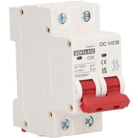 2P DC Disjoncteur avec Rail DIN, Disjoncteur Modulaire de Protection contre les Courts-circuits 1000V 25A pour Système D'alimentation Cc (1/5)