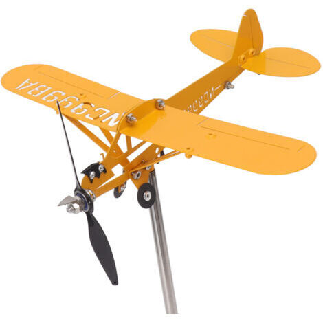 Girouette avion métal jaune décoration jardin durable (1/5)