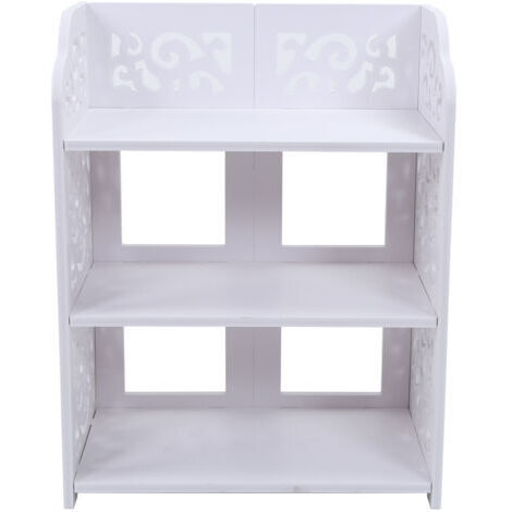 Étagère à chaussures creuse blanche à 3 niveaux, étagère de rangement, 60 cm (1/5)