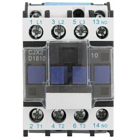 Contacteur AC CJX2-1810 Contacteur Électrique Industriel à 3 Pôles Bobine de Contacteur à Montage sur Rail CA 24/36/48/110/380V(380V AC) (1/4)