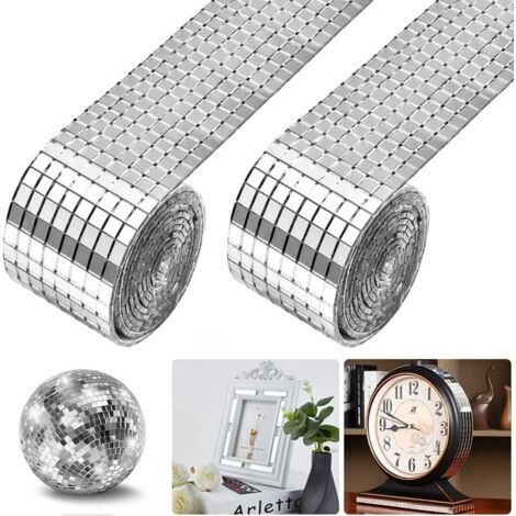 Lot de 3 carreaux de mosaïque miroir autocollants 5 x 5 mm – Acrylique argent – Faciles à appliquer pour décoration intérieure (1/5)