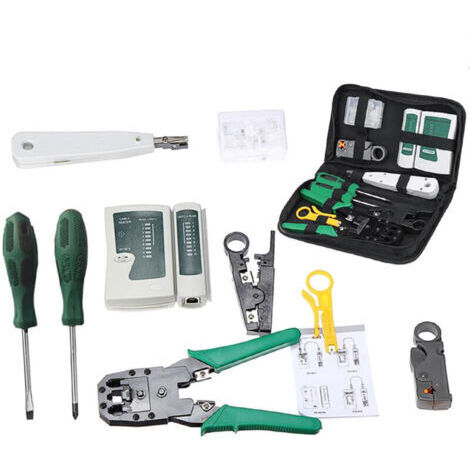 Testeur de câbles réseau LAN 9 en 1, pince à sertir, Kit d'outils manuels Cat5 RJ45 RJ11 RJ12, dénudage pour tester les connecteurs Ethernet