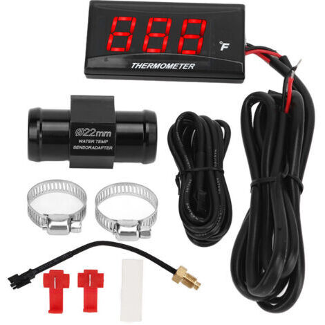 Jauge de température d'eau de moto affichage LCD Ultra mince botier ABS compteur de température d'eau pour Modification DC12V rouge (1/4)