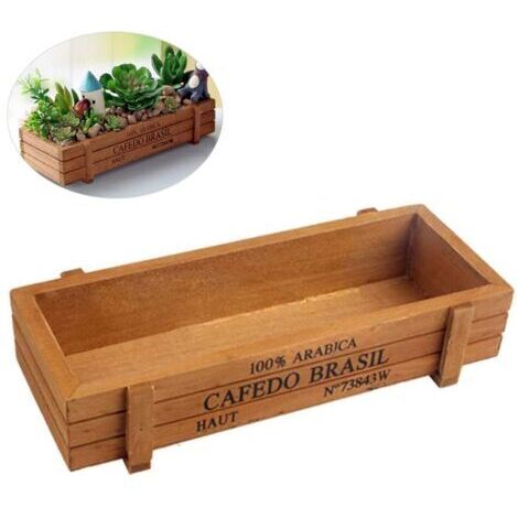Rubberskin Table en Bois Pot de Fleur Rectangle Succulent Box Floral Centres Naturels Planteur Décoratif Rustique Boîte en Bois Articles Divers Boîte de Rangement (1/5)