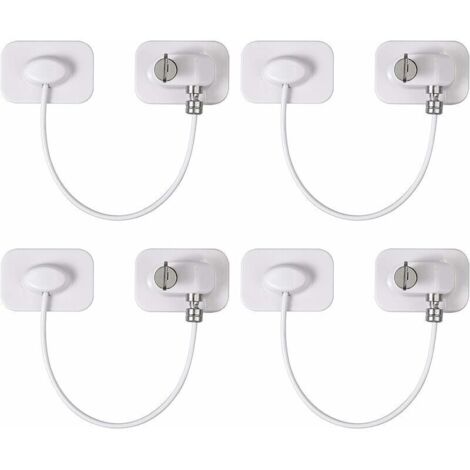 4pcs Restricts de Fenêtre de Sécurité Serrure de Porte du Réfrigérat avec Clés Sécurité Adhésive du Congélat Verrou de Fenêtre Sécurité de Enfants pour Tiroir Four Lave-Linge Placard (1/5)
