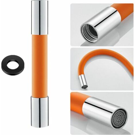 Tuyau de rallonge universel pour robinet à tout usage avec filtre à bulles (avec joint étanche), orange 20cm (1/5)