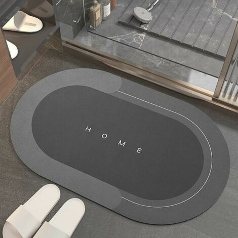 Tapis de Bain Antidérapant, Tapis de Salle de Bains Moelleux, Tapis de Cuisine, Tapis de Douche en Microfibre Douce, Séchage Rapide,Lavable en Machine (Gray Oval,40X60cm) (1/5)