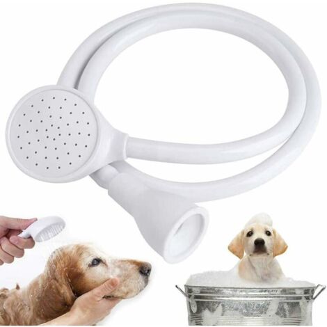 Pulvérisat de Douche pour Animaux de Compagnie, d'interface de Robinet d'eau pulvérisat, Douches à main, Rond Robinet Poussoir Arros, Fournitures de Salle de Bain (blanc, 1.3m) (1/5)