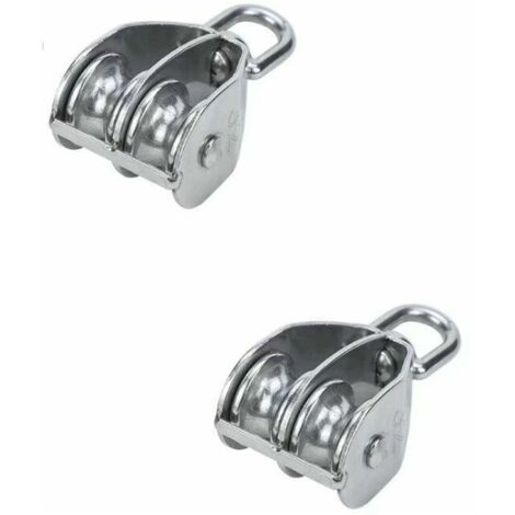 2Pcs Double Poulie Bloc M20 Poulie Fixe En Acier Inoxydable Double Roue De Levage Poulie pour Câble (1/5)