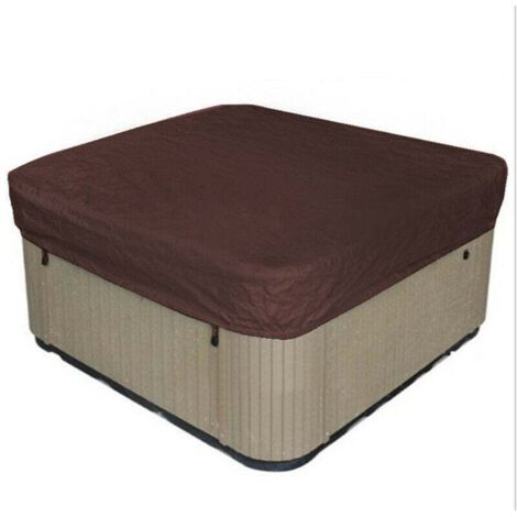 Déstockage Bache d'extéri pour Spa Housse de Bain à Remous Carrée Etanche Couverture de Spa en Tissu Polyester 190T Anti-poussière Anti-UVavec Un Sac de Rangement, 207×207×30cm (1/3)