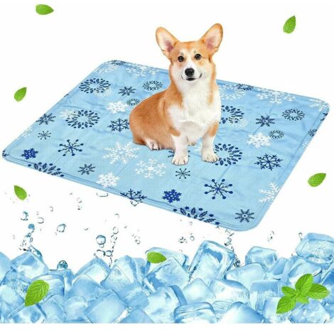 Tapis Rafraichissant pour Chien Chats, Tapis de Refroidissement pour Chien, Gel Non Toxique, Tapis Rafraichissant Chien pour Canapés, Chenils, Sols (30x40cm, Bleu) (1/5)