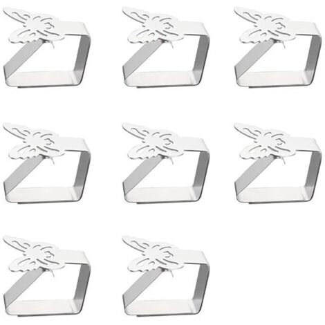 8 pièces pince à nappe en acier inoxydable pince à nappe papillon pince à pince à nappe convient aux tables d'une épaiss ne dépassant pas 3 cm (1/4)